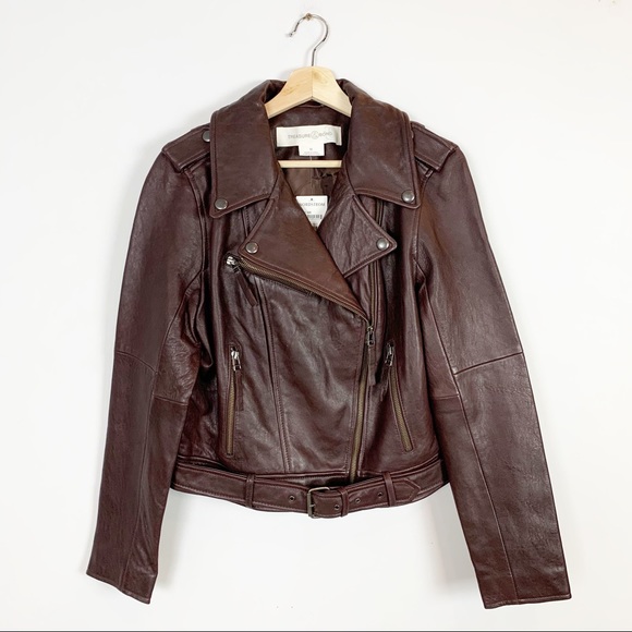 Treasure & Bond Jackets & Blazers - NWT TREASURE & BOND Leather Moto Jacket Burgundy M
